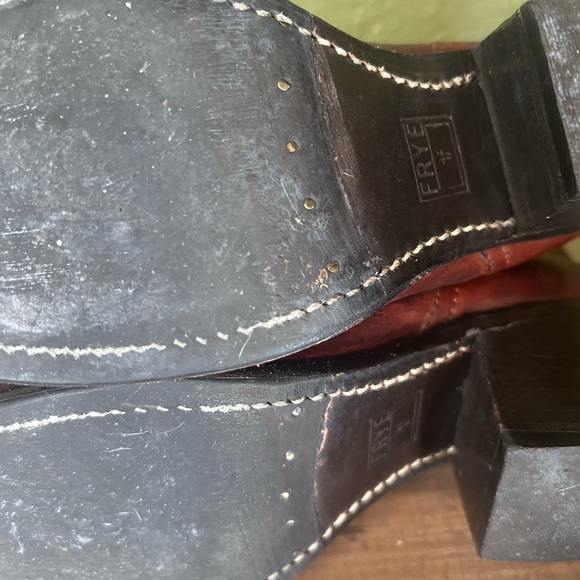 Frye Brown leather Ankle Boots Vintage Western Style Size 7 Zip closure cowgirl - Picture 9 of 10